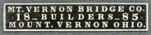 Mount Vernon Bridge Co. Builder's Plate-1885
